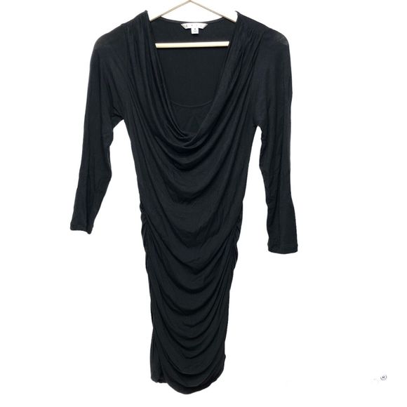 CABi 176 Black Bodycon Dress Small Ruched Sides Stretch Scrunch Knit - Picture 2 of 8
